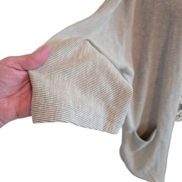 DONNI. Sandwash Ribbed Cardigan Grey Open Front Patch Pockets Duster Women's OS - Picture 8 of 13